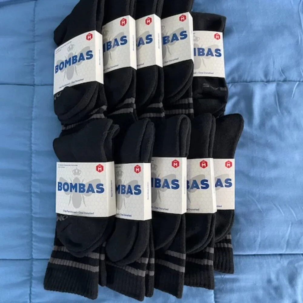 MEDIUM Bombas Socks x 10 pairs BUNDLE Half Calf Black NEW Womens ATHLETIC GOTH - Picture 9 of 10